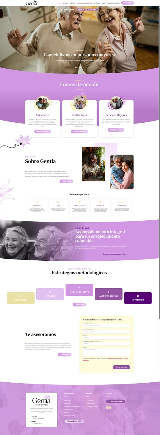 Sitio web de Gentia, desarrollado por DKODING, en un teléfono