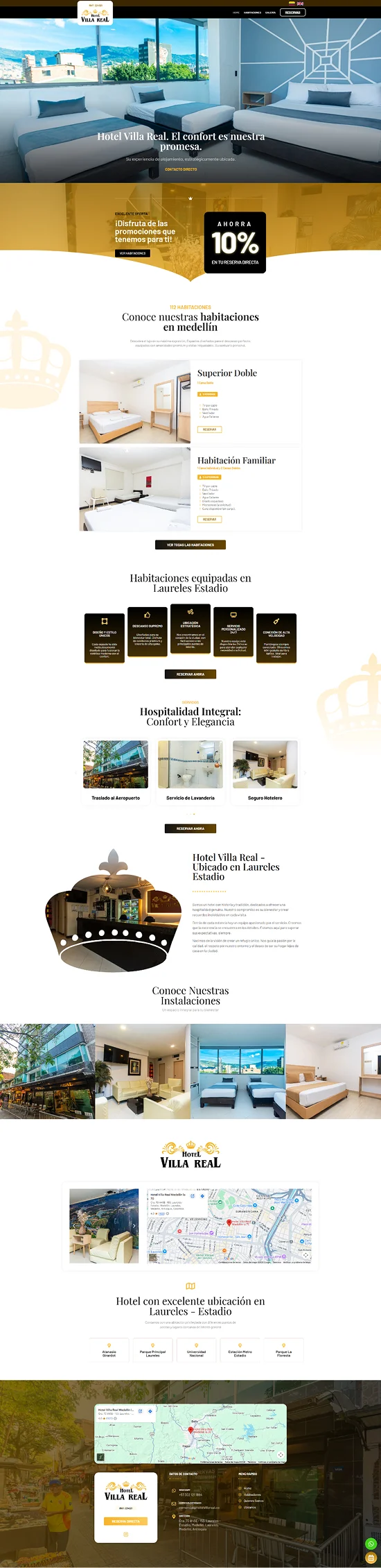 Sitio web del Hotel Villa Real, desarrollado por DKODING, en un teléfono