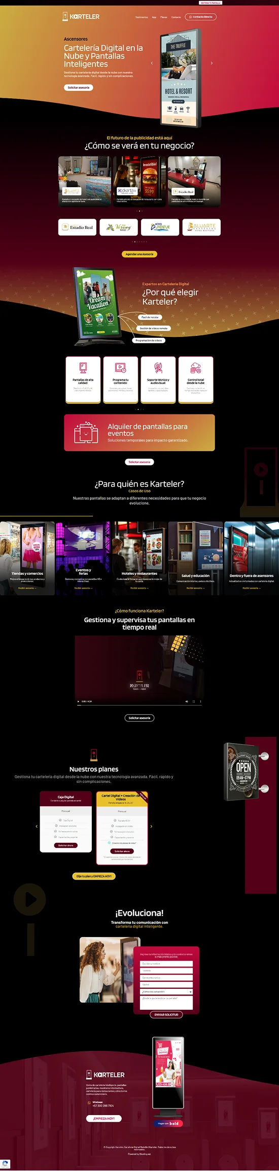 Captura del sitio web de Karteler