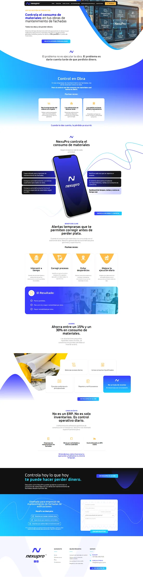Captura de página completa del sitio web de Nexupro