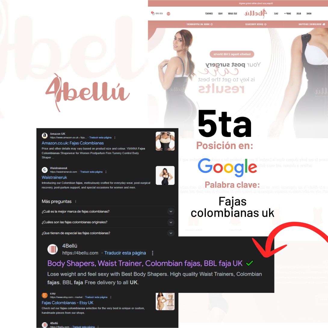 4Bellú en la primera página de Google y su sitio web